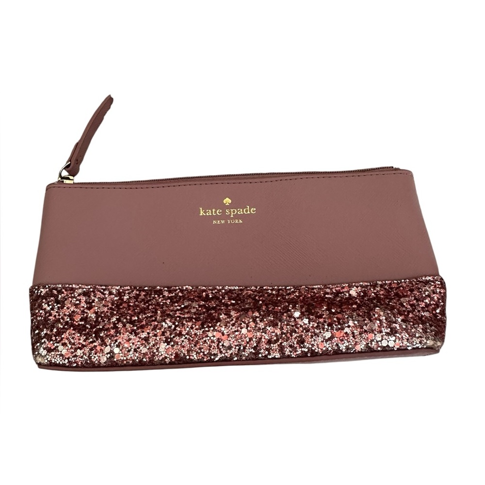 kate spade dusty rose glitter cosmetic pouch